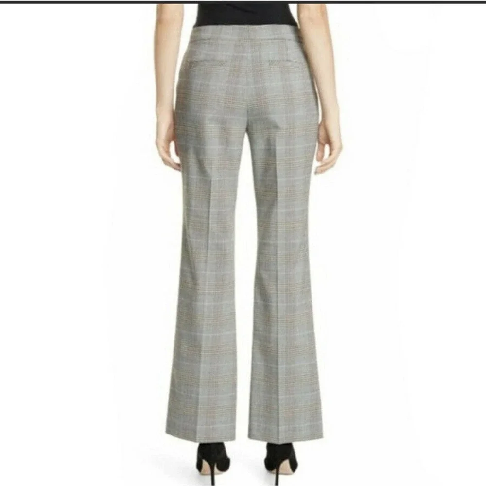 Lewit Grey Tan Glen Plaid Bootcut Trouser Career Pant Wool Blend Size 4 ab26 - Picture 2 of 6